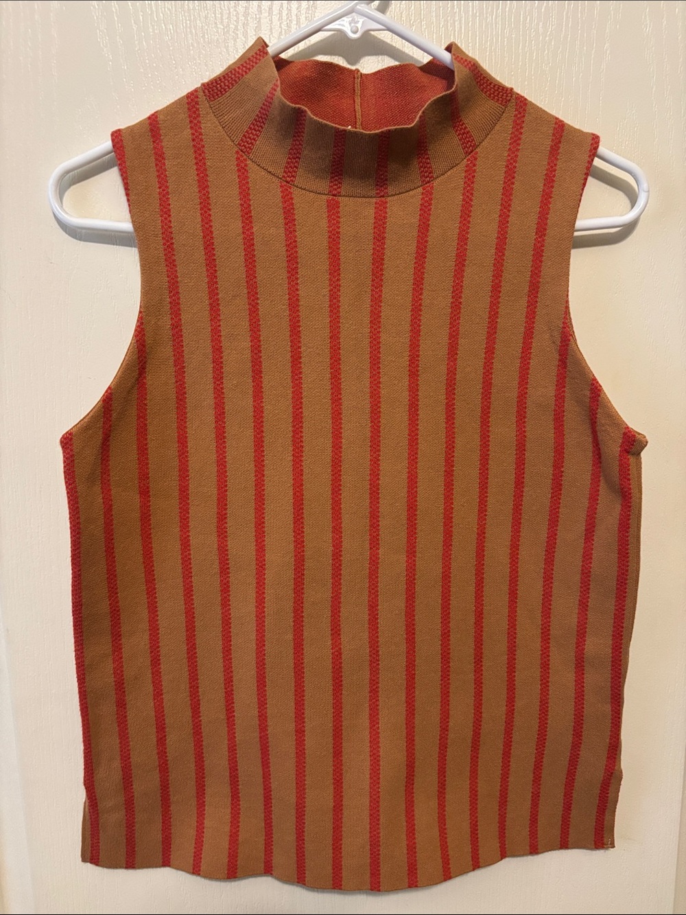 Anthropologie Moth Rochester Mock Neck in Rust and Red Stripe